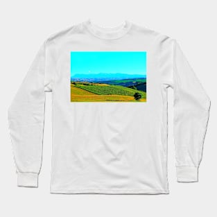 View in Montelupone with hills, fields and trees full of colors and the Sibillini Long Sleeve T-Shirt